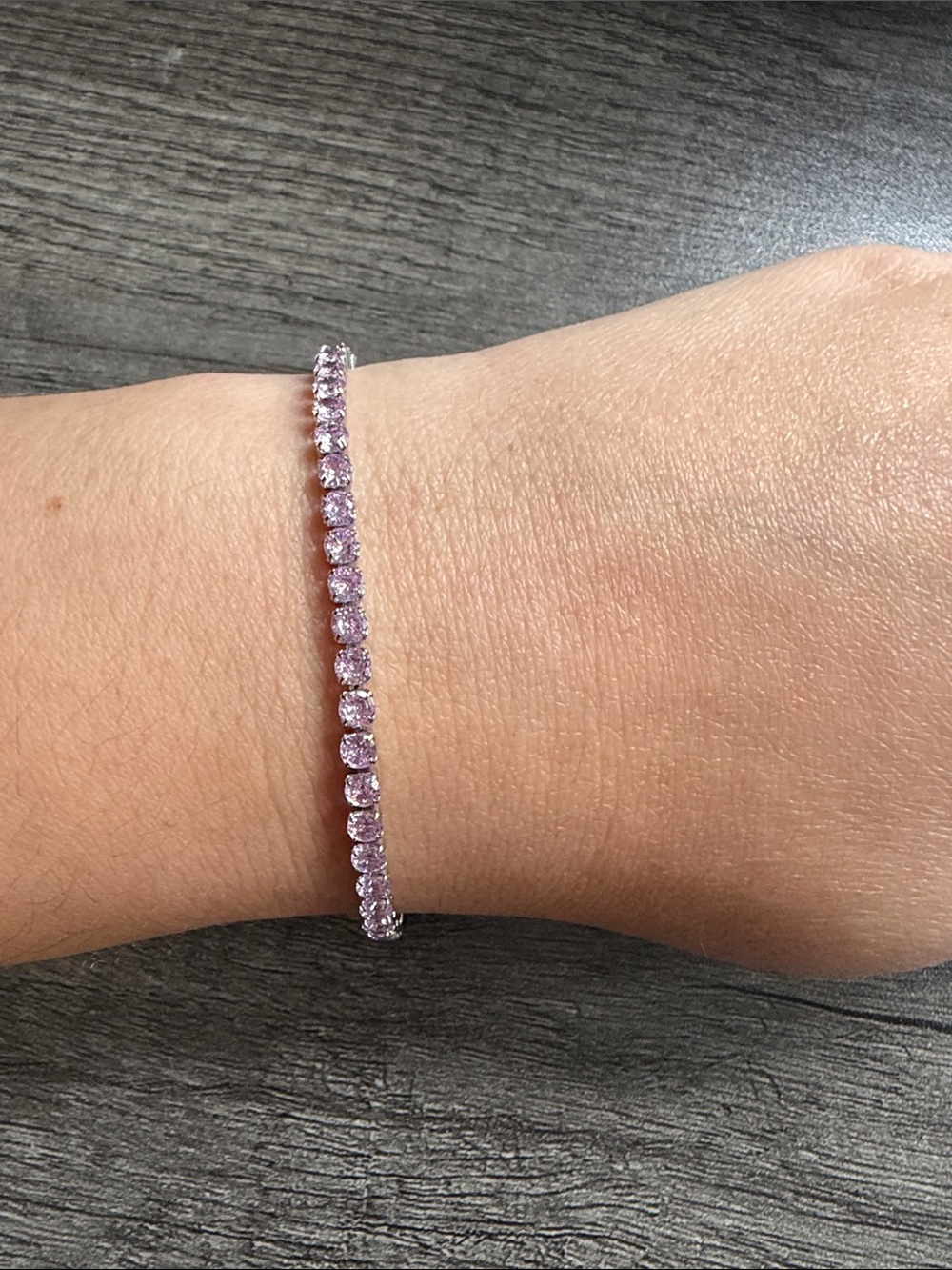 Stainless Steel Pink Tennis Bracelet